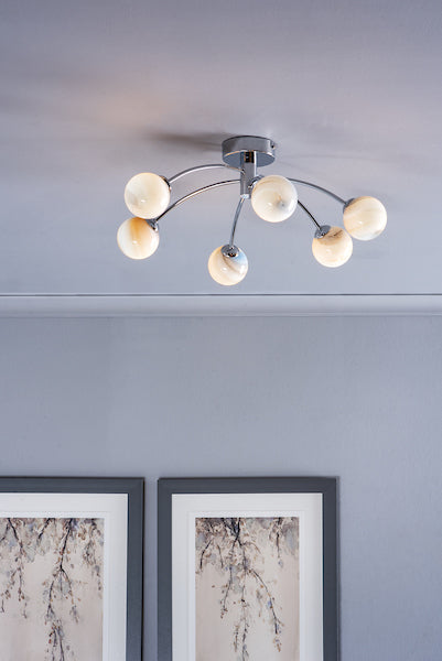 Dar Izzy 6 Light Semi Flush Ceiling Light with Planet Glass – from Amos Lighting + Home