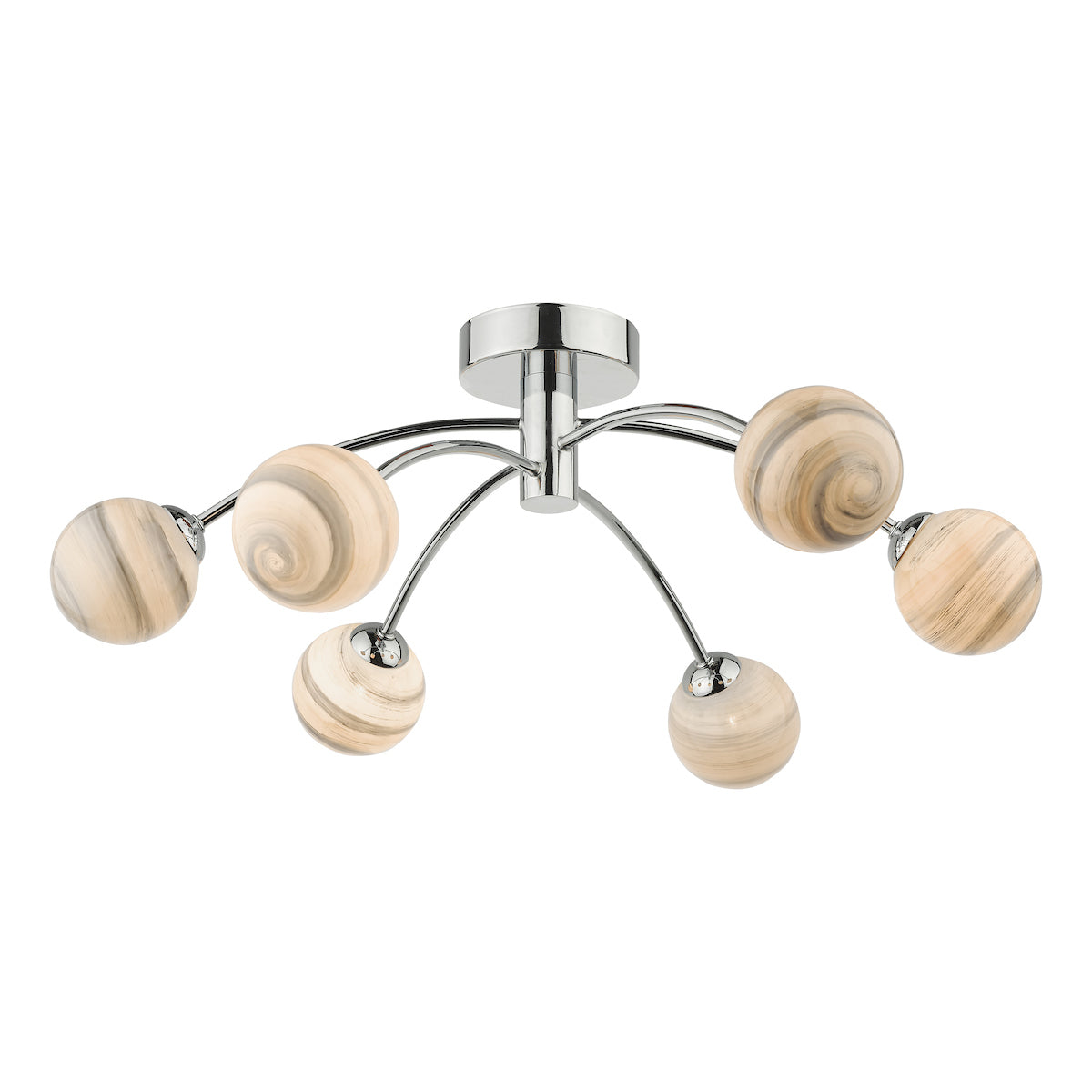 Dar Izzy 6 Light Semi Flush Ceiling Light with Planet Glass – from Amos Lighting + Home