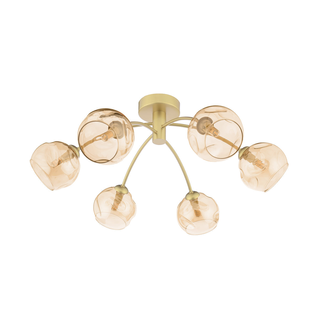 Dar Izzy 6 Light Semi-Flush Polished Gold & Champagne Dimpled Glass – from Amos Lighting + Home
