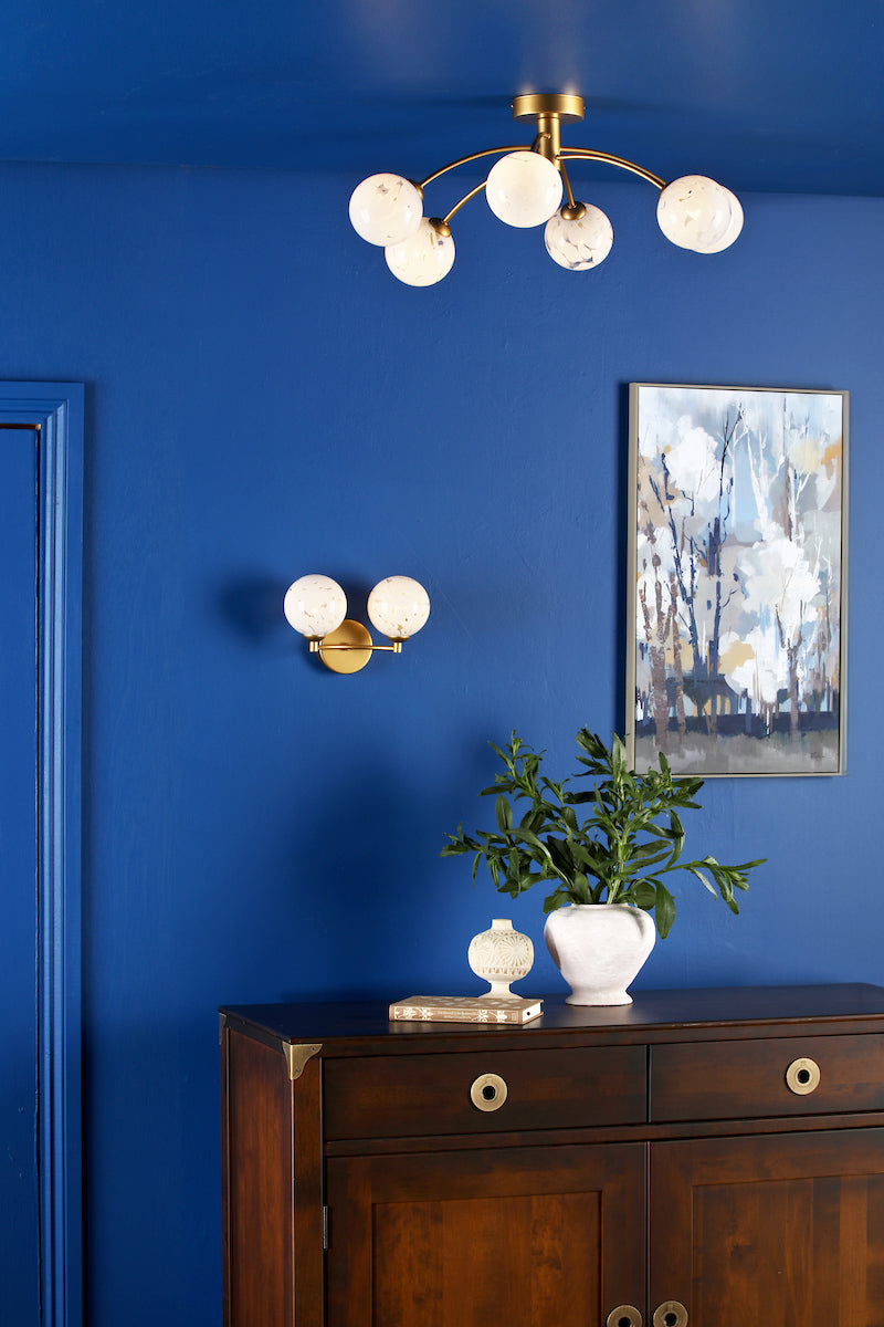 Dar Izzy 6 Light Semi-Flush Polished Gold & Confetti Glass – from Amos Lighting + Home