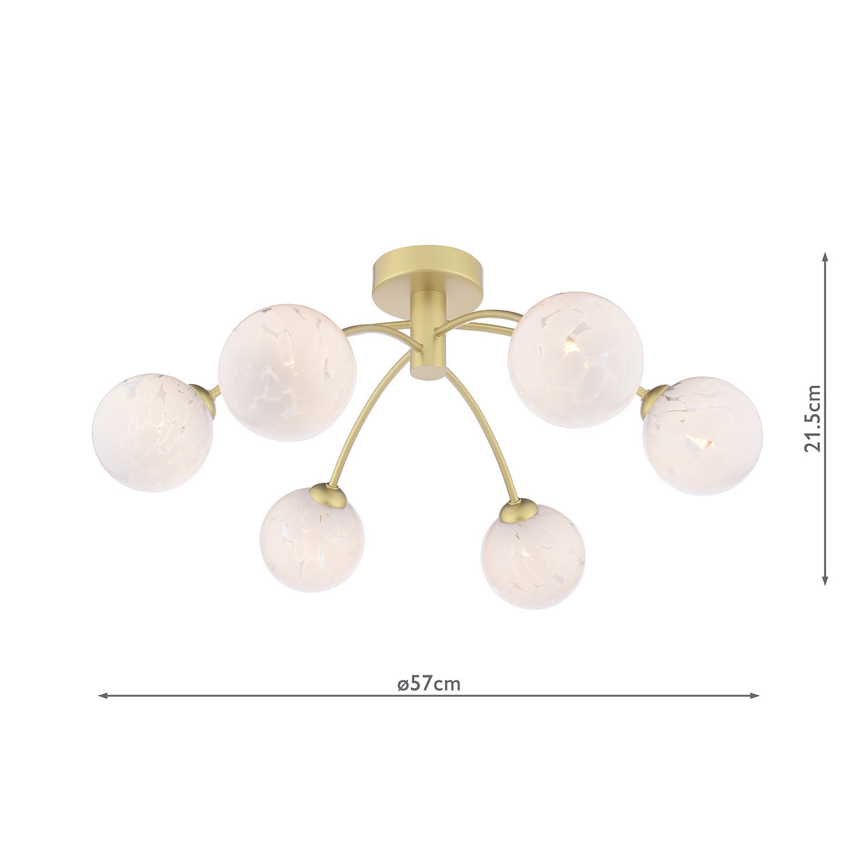Dar Izzy 6 Light Semi-Flush Polished Gold & Confetti Glass – from Amos Lighting + Home
