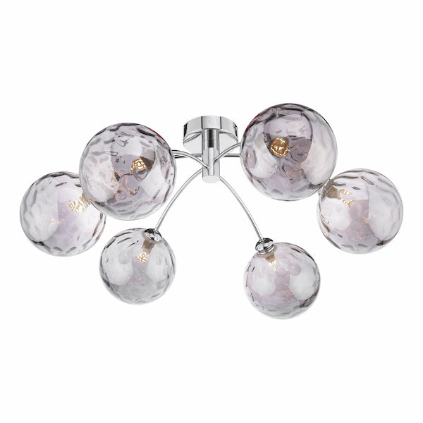 Dar Izzy 6lt Semi-Flush Chrome with Smoked Glass – from Amos Lighting + Home