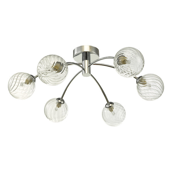 Dar Izzy 6lt Semi Flush Polished Chrome Twisted Glass – from Amos Lighting + Home