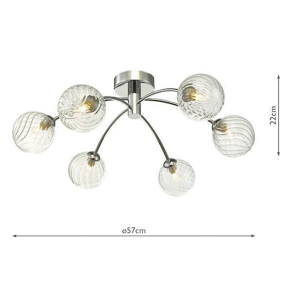 Dar Izzy 6lt Semi Flush Polished Chrome Twisted Glass – from Amos Lighting + Home