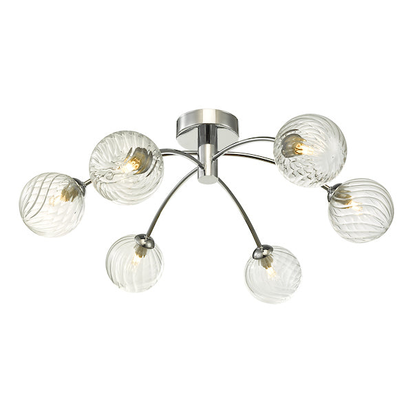 Dar Izzy 6lt Semi Flush Polished Chrome Twisted Glass – from Amos Lighting + Home