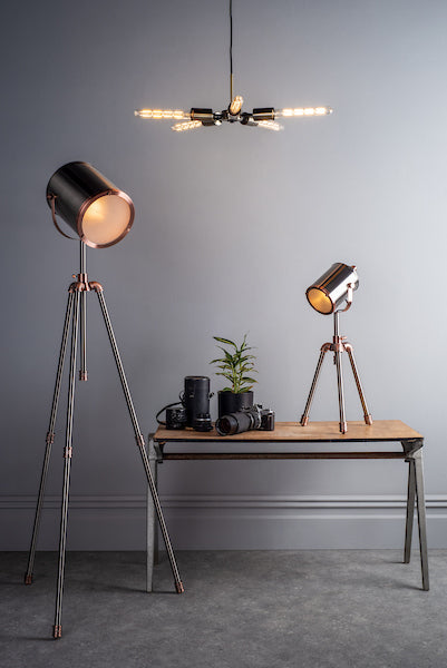 Dar Jake Floor Lamp Antique Silver and Copper – from Amos Lighting + Home