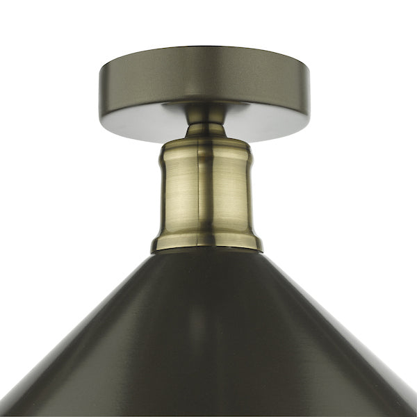 Dar Jalen Flush Ceiling Light Graphite & Antique Brass – from Amos Lighting + Home