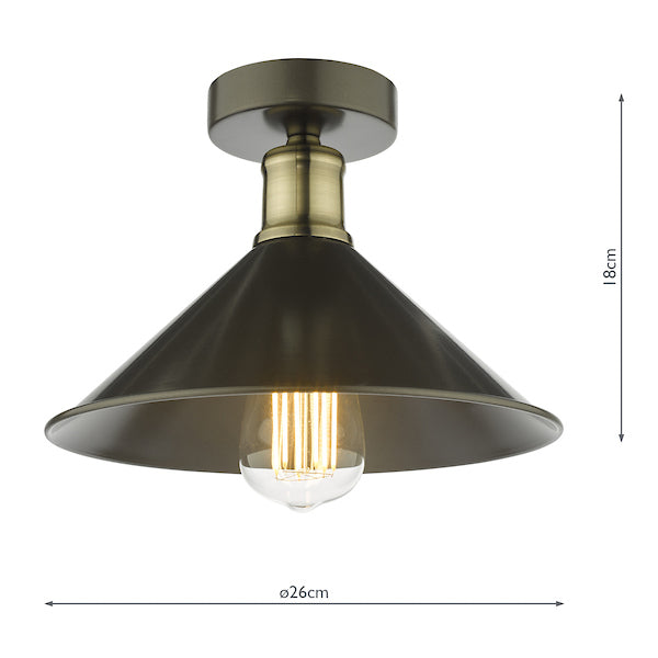 Dar Jalen Flush Ceiling Light Graphite & Antique Brass – from Amos Lighting + Home