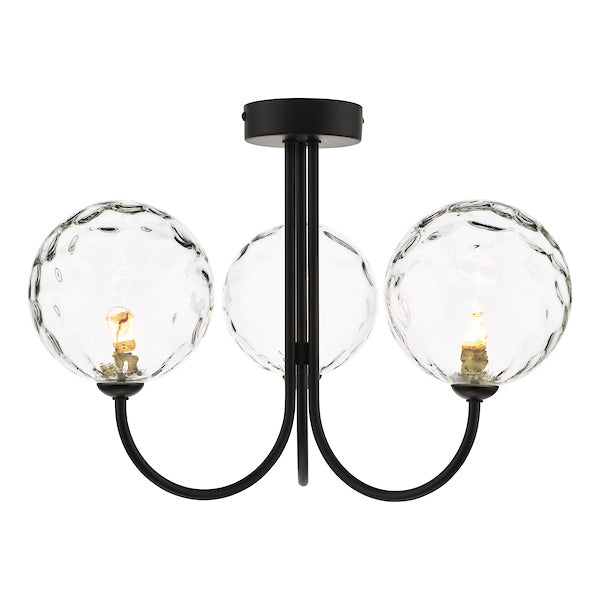 Dar Jared 3lt Semi Flush Black with Clear Glass – from Amos Lighting + Home