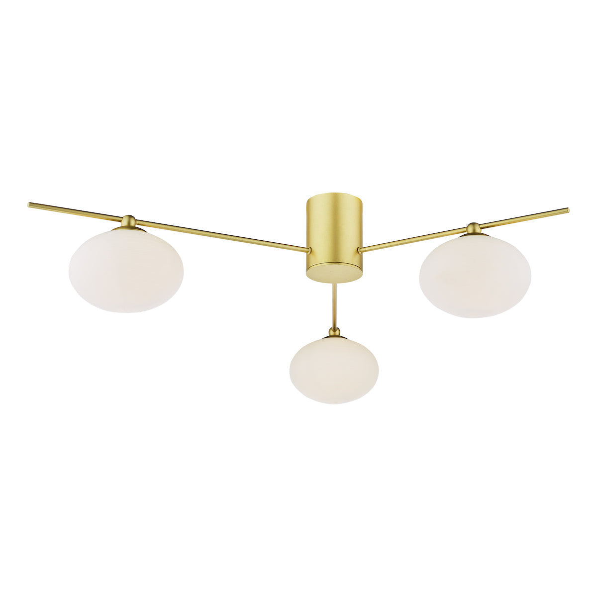 Dar Jasper 3 Light Semi-Flush Satin Gold and Opal Glass – from Amos Lighting + Home