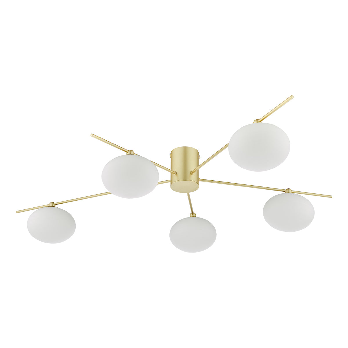 Dar Jasper 5 Light Semi-Flush Satin Gold and Opal Glass – from Amos Lighting + Home
