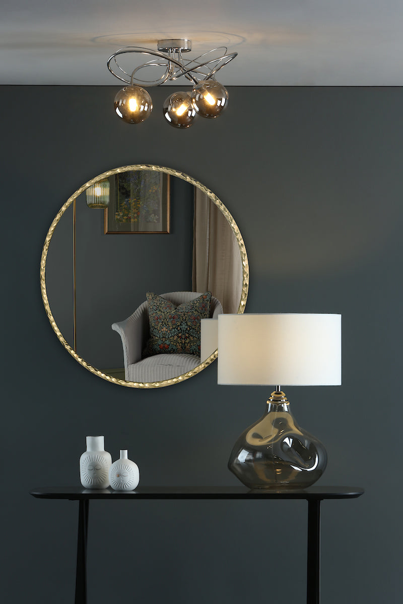 Dar Jinelle Round Mirror Textured Gold Frame 80cm – from Amos Lighting + Home