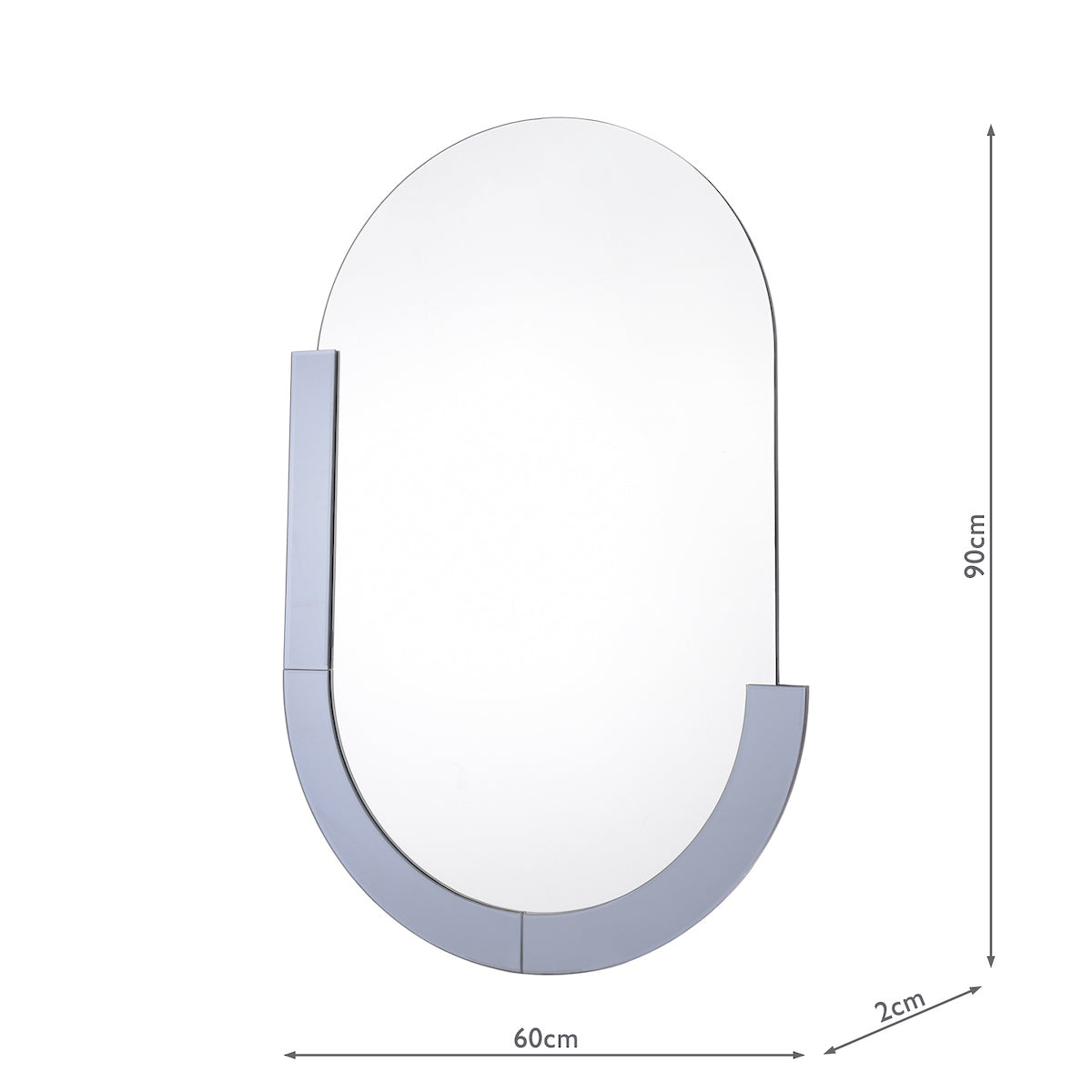 Dar Kaylee Oval Mirror Smoked Glass Panel 90 X 60cm – from Amos Lighting + Home