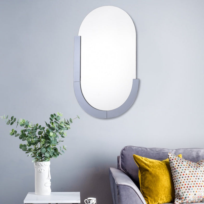 Dar Kaylee Oval Mirror Smoked Glass Panel 90 X 60cm – from Amos Lighting + Home