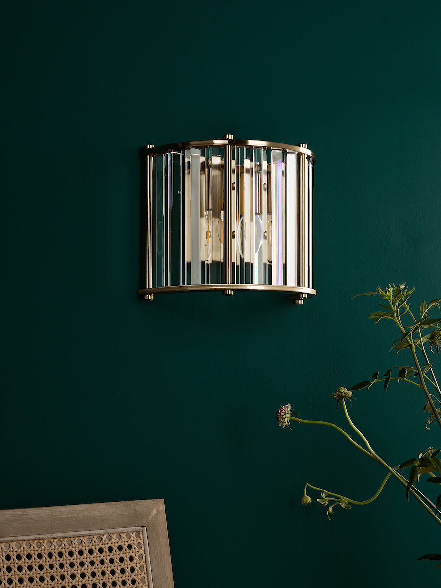 Dar Kiran Wall Light Natural Brass and Glass – from Amos Lighting + Home