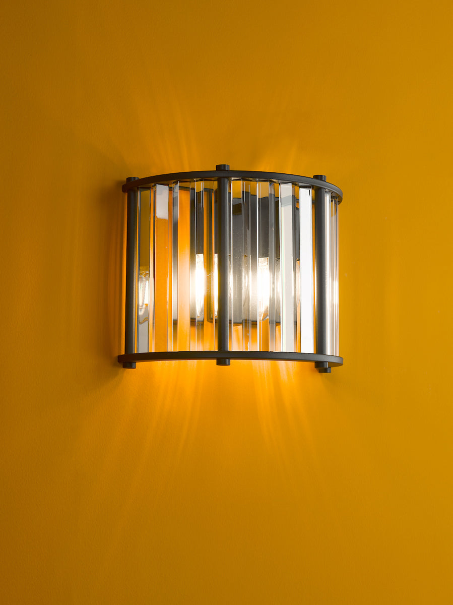 Dar Kiran Wall Light Satin Black and Glass – from Amos Lighting + Home