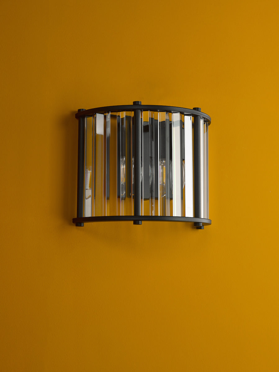 Dar Kiran Wall Light Satin Black and Glass – from Amos Lighting + Home