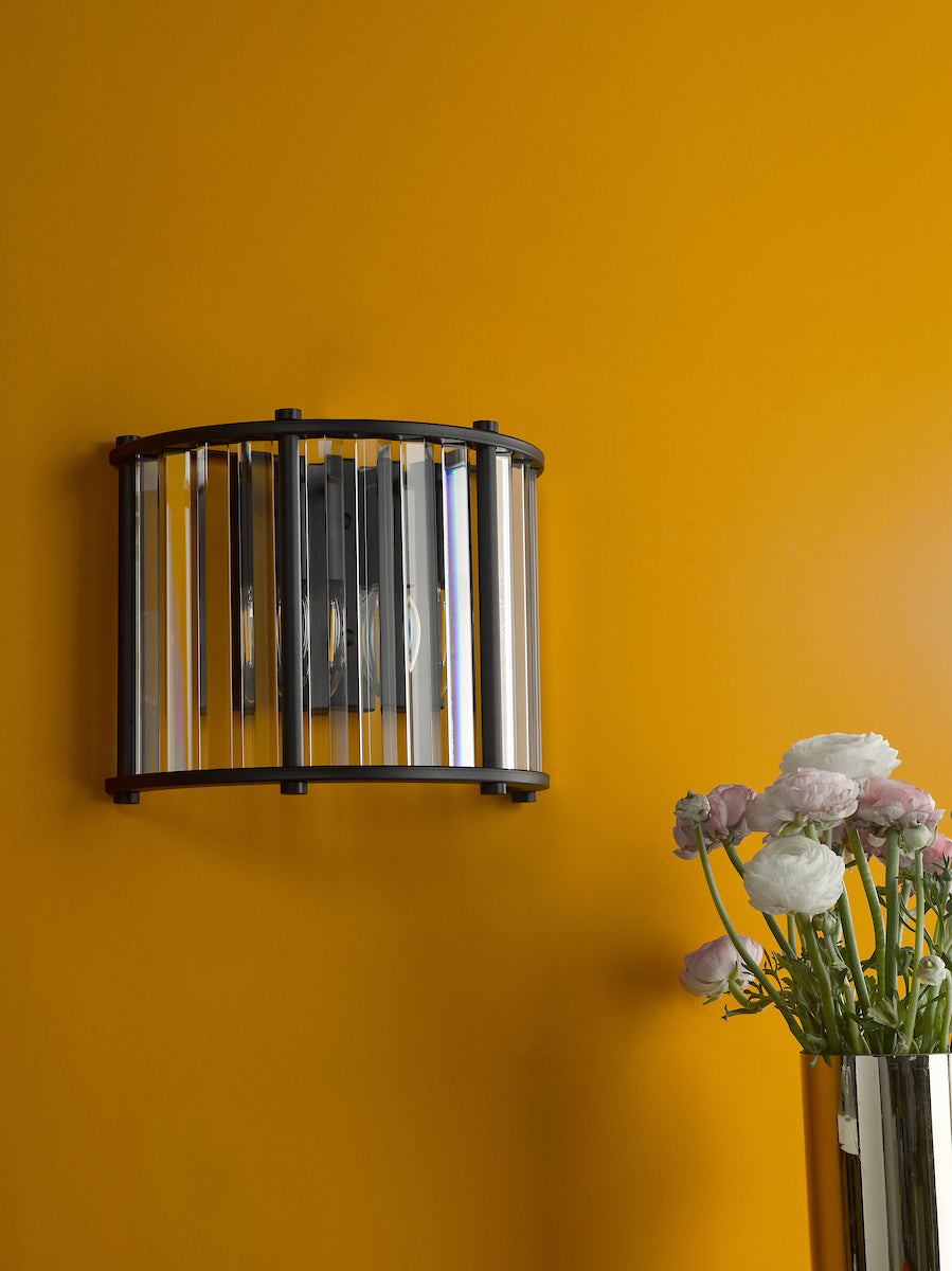 Dar Kiran Wall Light Satin Black and Glass – from Amos Lighting + Home