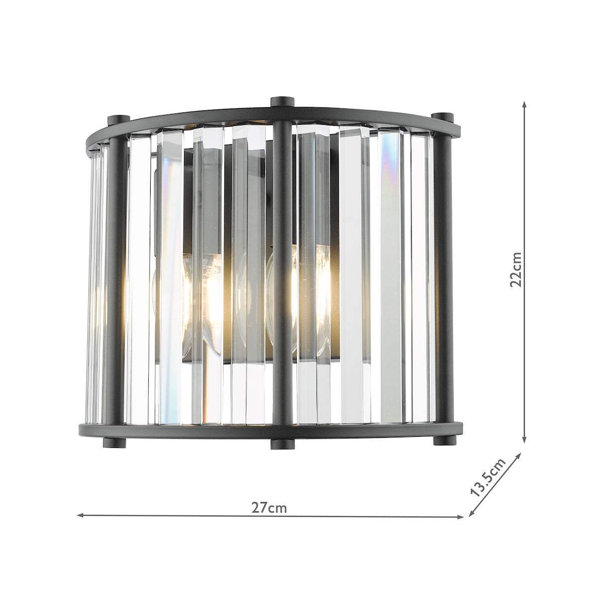 Dar Kiran Wall Light Satin Black and Glass – from Amos Lighting + Home