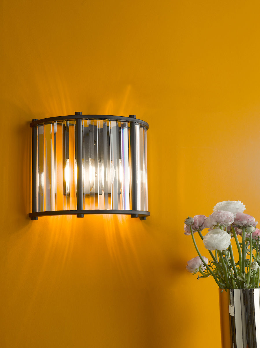 Dar Kiran Wall Light Satin Black and Glass – from Amos Lighting + Home