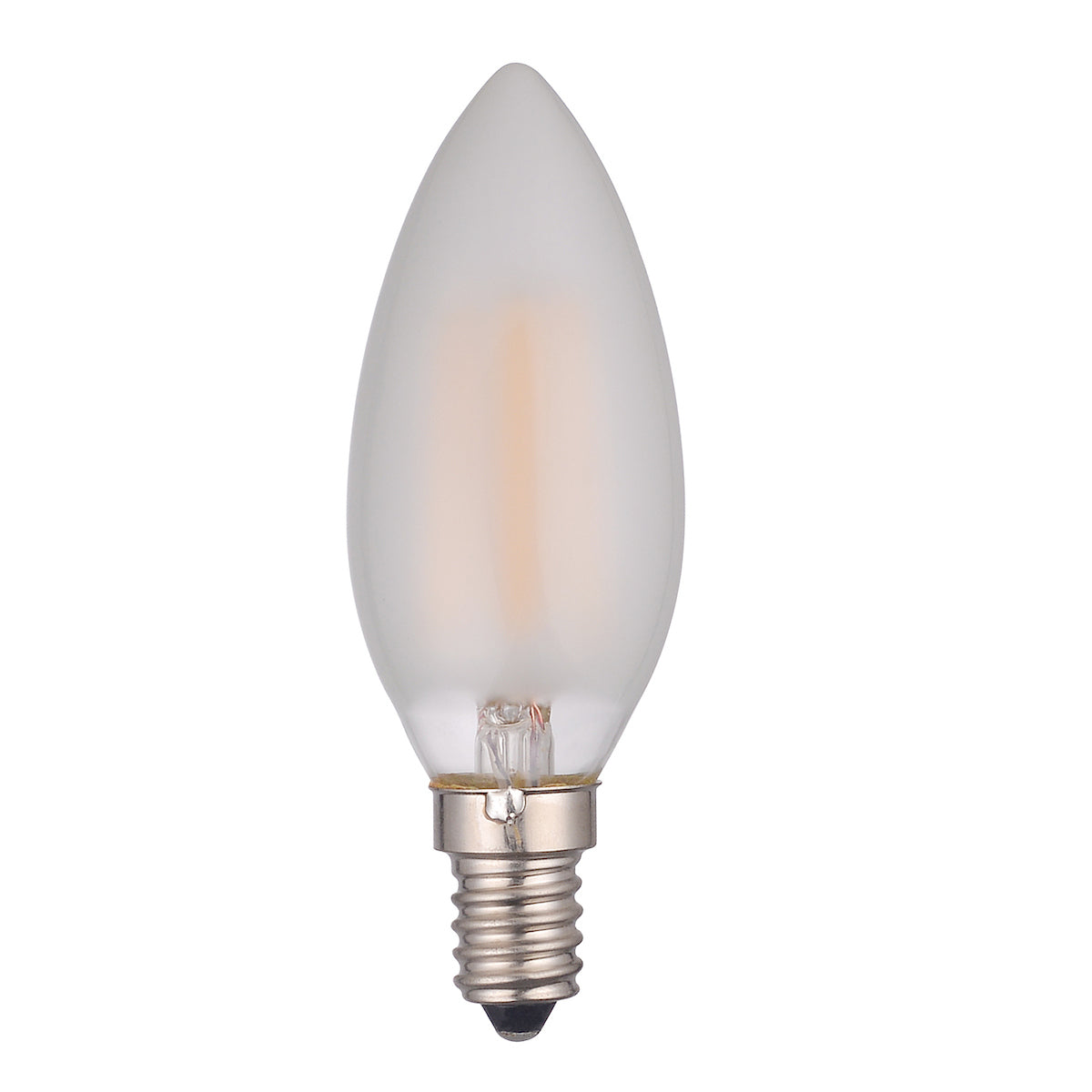 Frosted candle-shaped LED light bulb with E14 screw base, 4W, non-dimmable