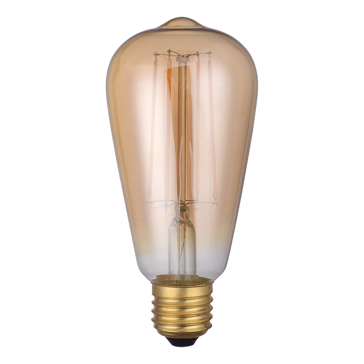 Vintage elongated amber LED light bulb with E27 base and dimmable filament inside