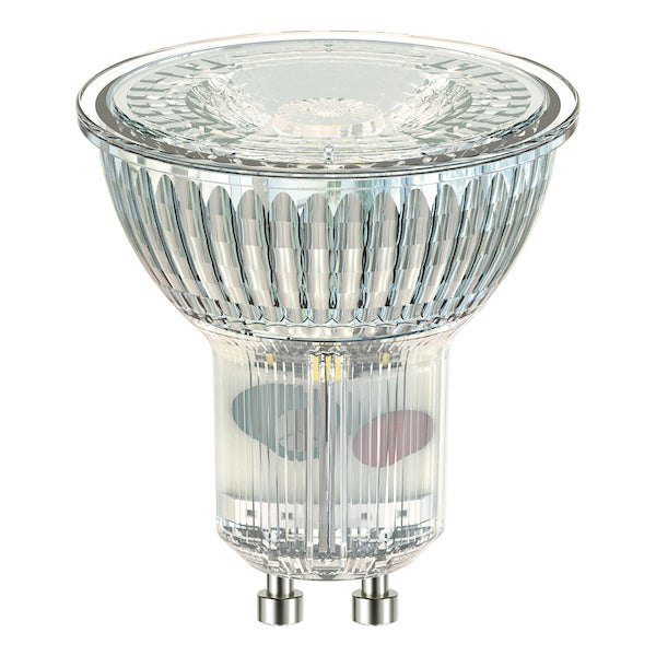 Clear transparent DAR LED GU10 5W non-dimmable light bulb with textured front lens