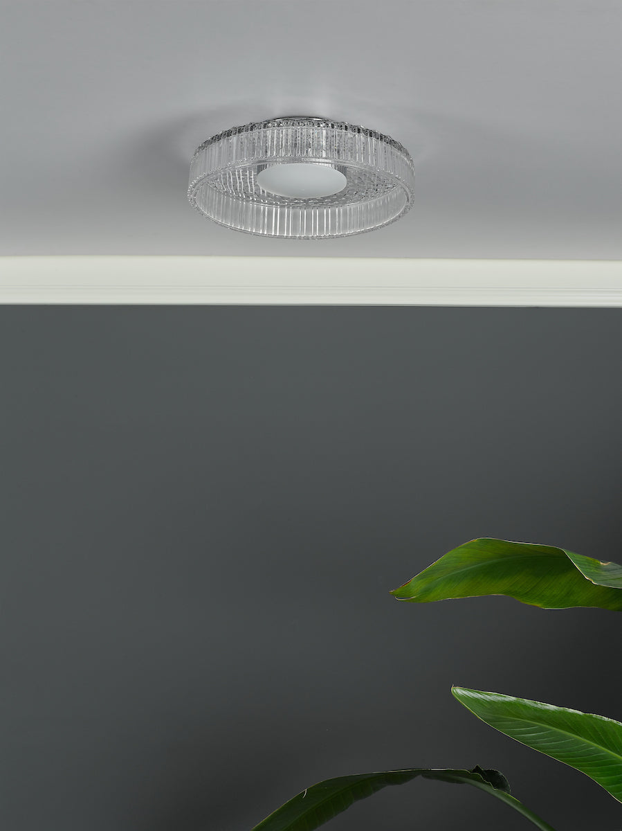 Dar Leena Flush Polished Chrome and Ribbed Glass LED – from Amos Lighting + Home