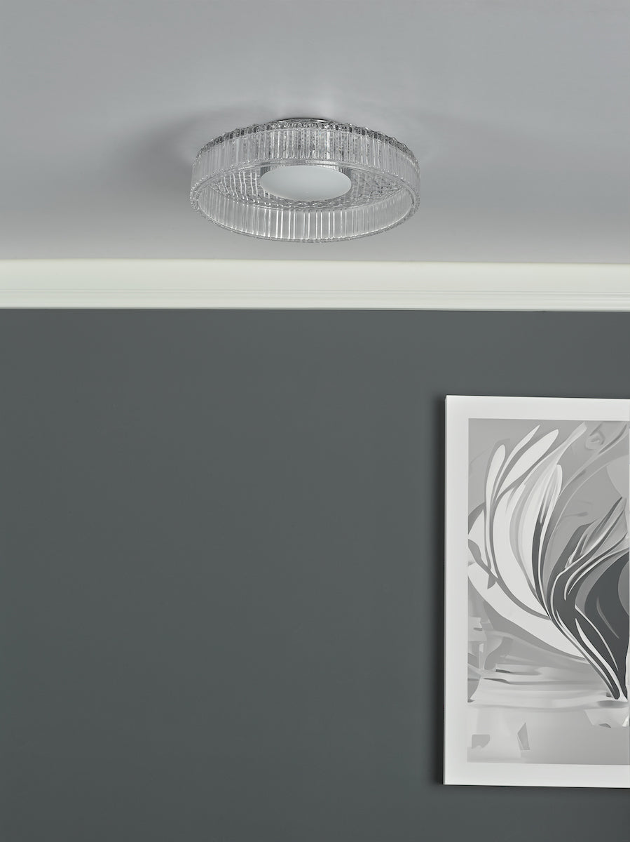 Dar Leena Flush Polished Chrome and Ribbed Glass LED – from Amos Lighting + Home