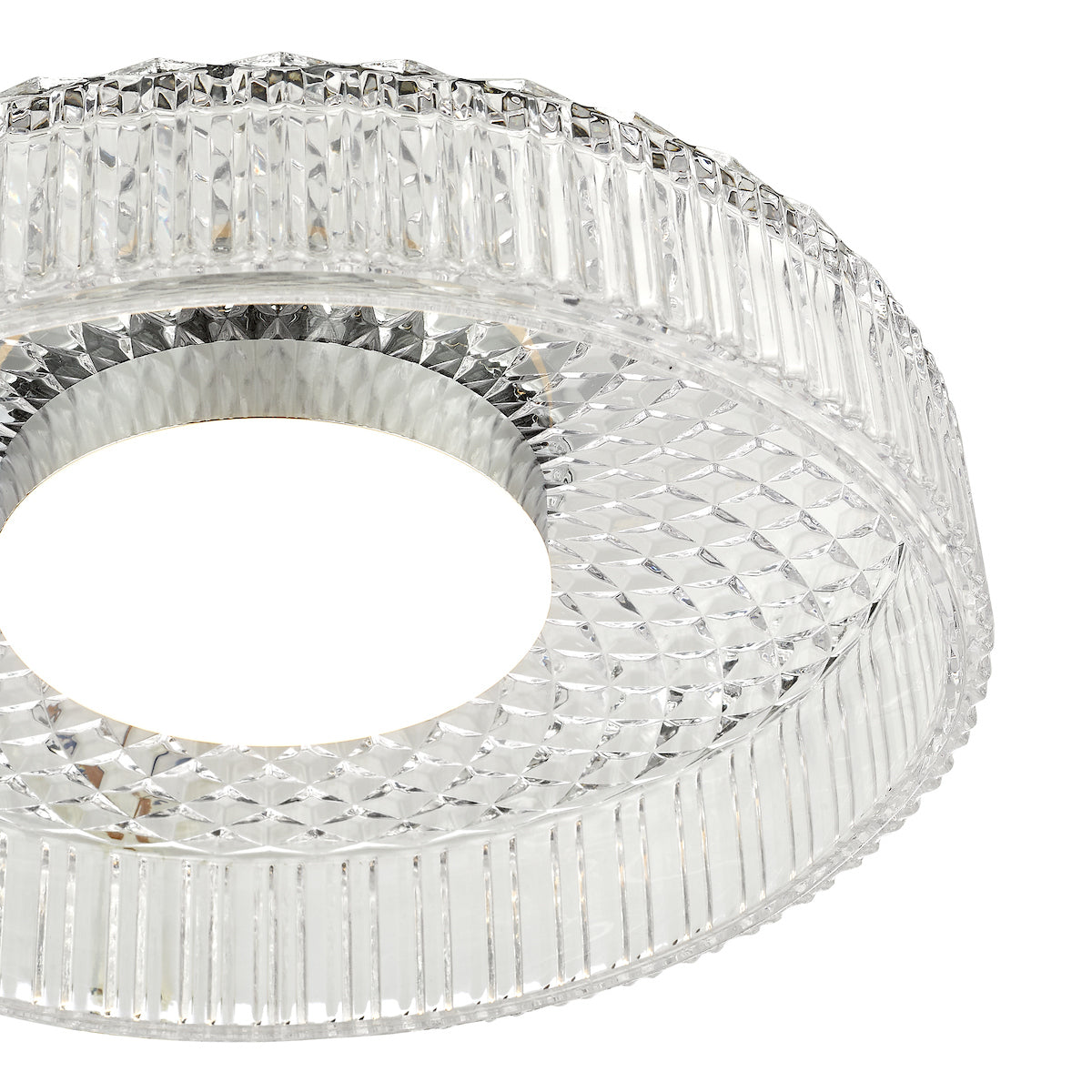 Dar Leena Flush Polished Chrome and Ribbed Glass LED – from Amos Lighting + Home