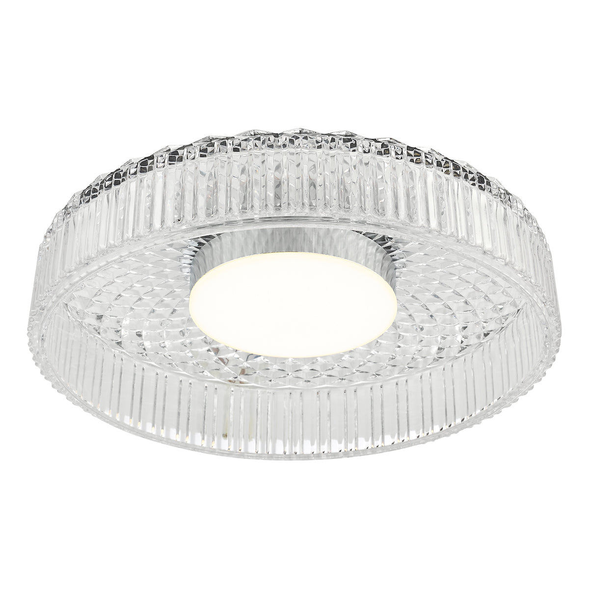 Dar Leena Flush Polished Chrome and Ribbed Glass LED – from Amos Lighting + Home