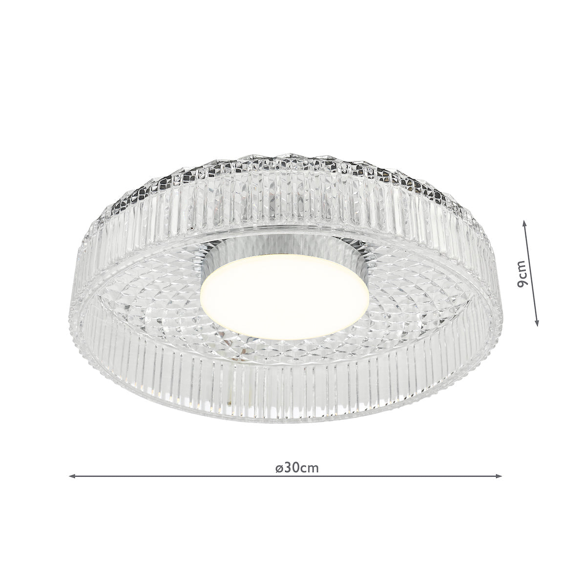 Dar Leena Flush Polished Chrome and Ribbed Glass LED – from Amos Lighting + Home