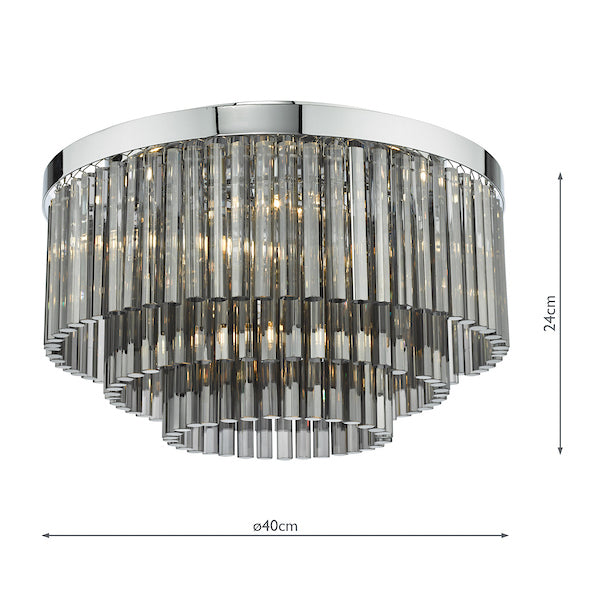 Dar Logan 5 Light Flush Polished Chrome Smoked Glass – from Amos Lighting + Home