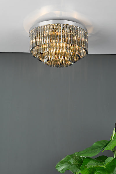 Dar Logan 5 Light Flush Polished Chrome Smoked Glass – from Amos Lighting + Home