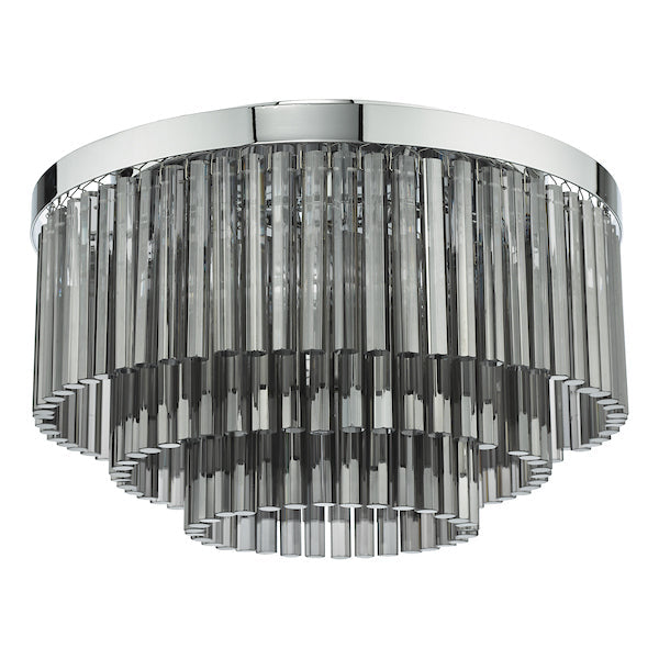 Dar Logan 5 Light Flush Polished Chrome Smoked Glass – from Amos Lighting + Home