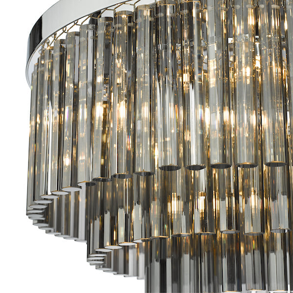 Dar Logan 5 Light Flush Polished Chrome Smoked Glass – from Amos Lighting + Home