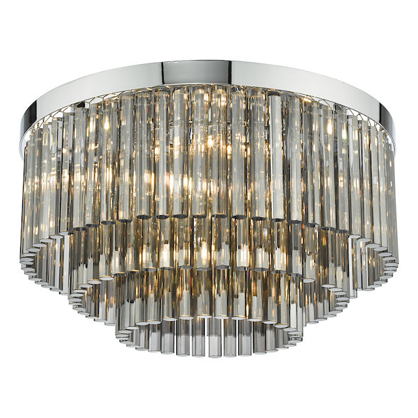 Dar Logan 5 Light Flush Polished Chrome Smoked Glass – from Amos Lighting + Home
