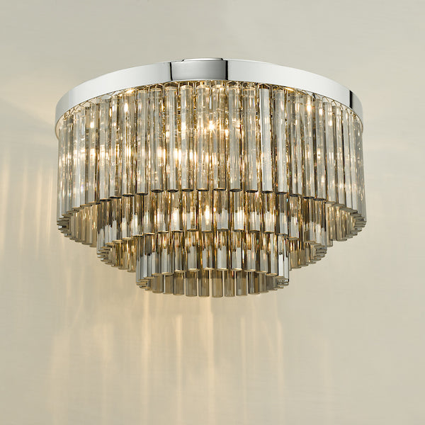 Dar Logan 5 Light Flush Polished Chrome Smoked Glass – from Amos Lighting + Home