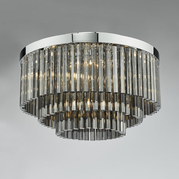 Dar Logan 5 Light Flush Polished Chrome Smoked Glass – from Amos Lighting + Home