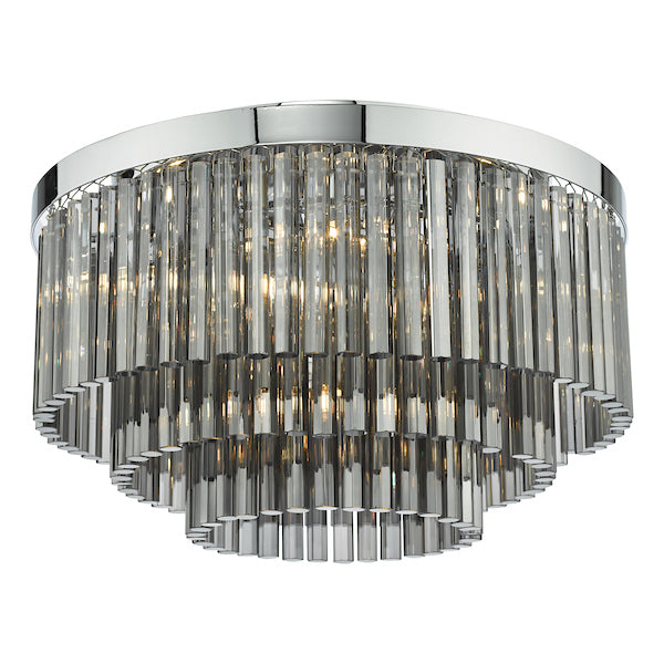 Dar Logan 5 Light Flush Polished Chrome Smoked Glass – from Amos Lighting + Home