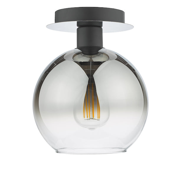 Dar Lycia 1 Light Semi Flush Matt Black Ombre Smoked Glass – from Amos Lighting + Home
