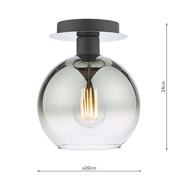 Dar Lycia 1 Light Semi Flush Matt Black Ombre Smoked Glass – from Amos Lighting + Home