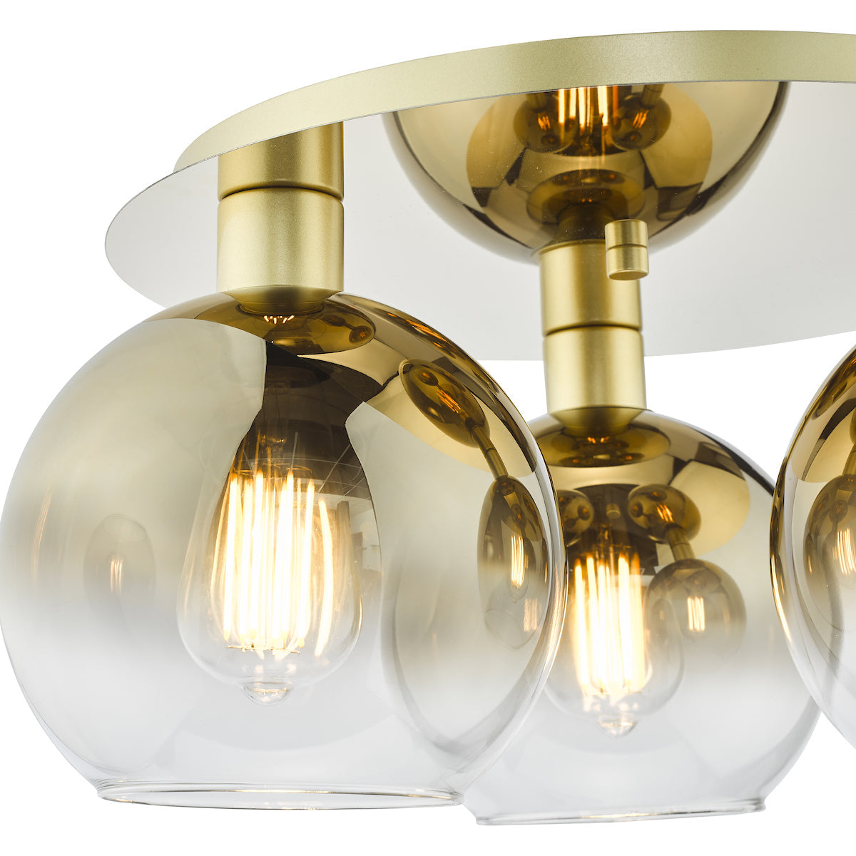 Dar Lycia 3 Light Flush Satin Gold and Gold Ombre Glass – from Amos Lighting + Home