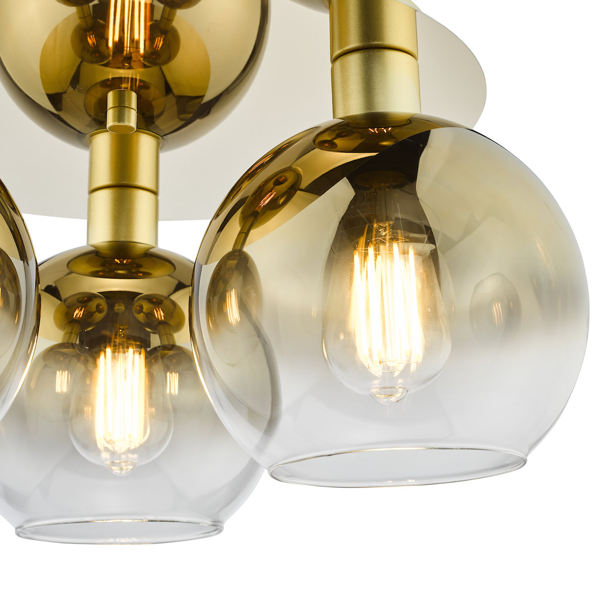 Dar Lycia 3 Light Flush Satin Gold and Gold Ombre Glass – from Amos Lighting + Home