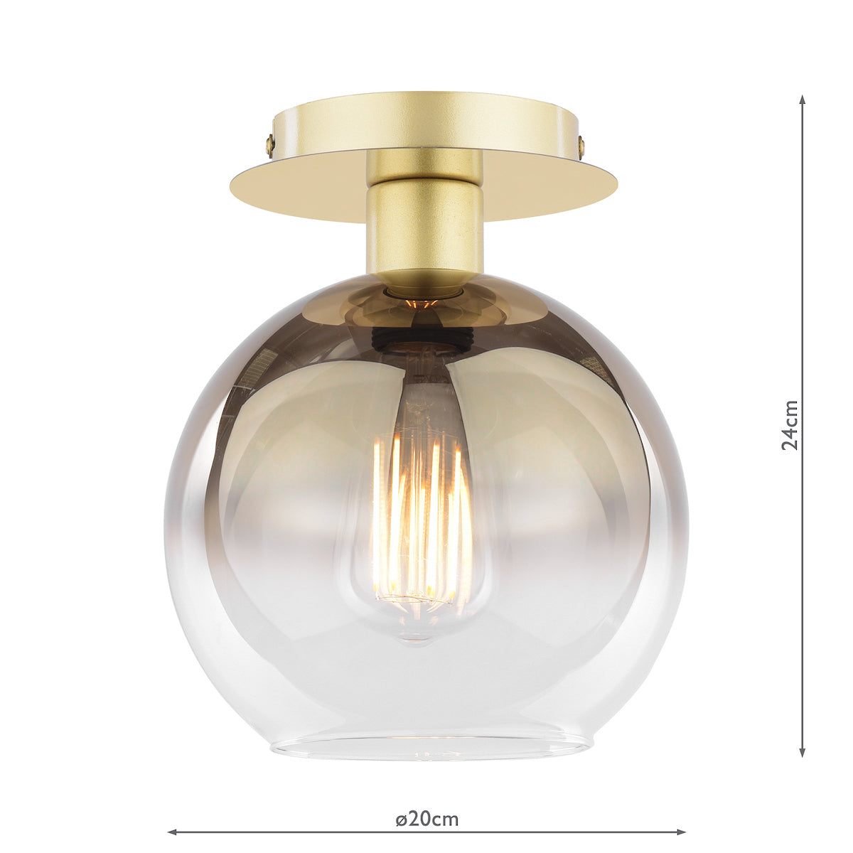Dar Lycia Semi-Flush Polished Gold and Gold Ombre Glass – from Amos Lighting + Home