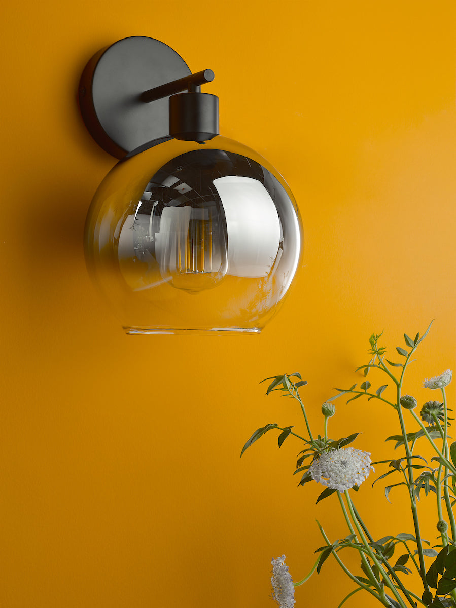 Dar Lycia Wall Light Matt Black and Smoked Ombre Glass – from Amos Lighting + Home