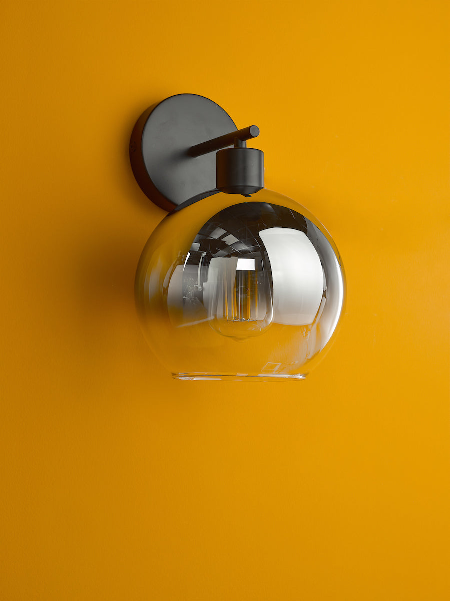 Dar Lycia Wall Light Matt Black and Smoked Ombre Glass – from Amos Lighting + Home