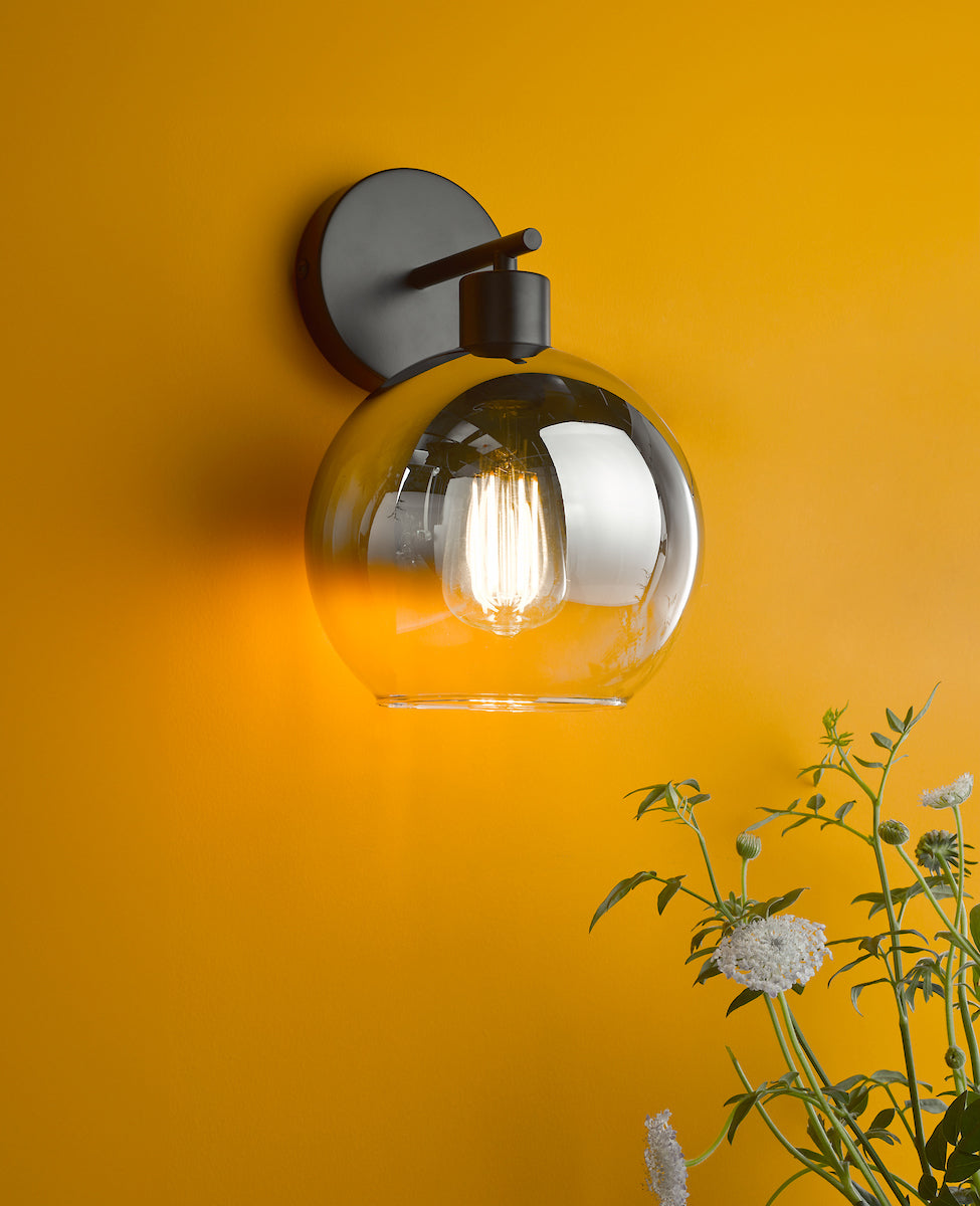Dar Lycia Wall Light Matt Black and Smoked Ombre Glass – from Amos Lighting + Home