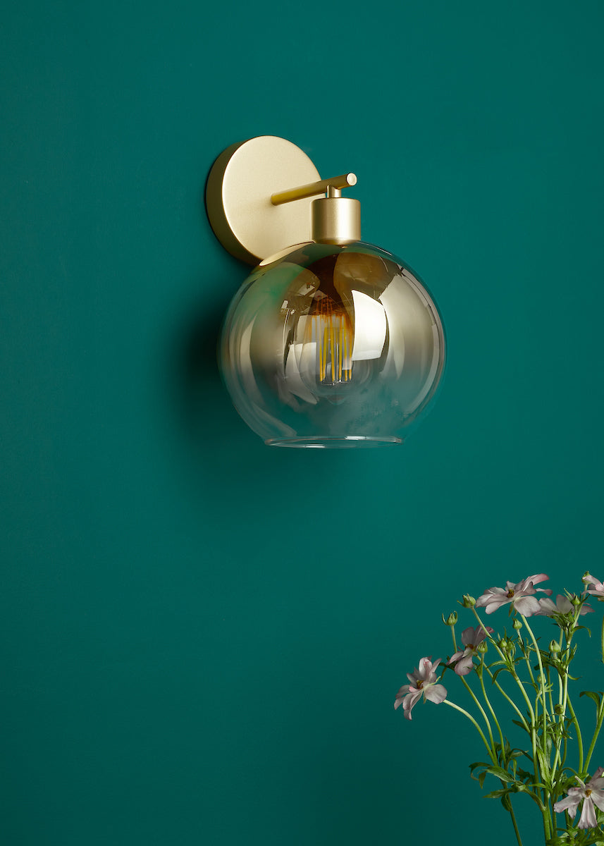 Dar Lycia Wall Light Satin Gold and Gold Ombre Glass – from Amos Lighting + Home