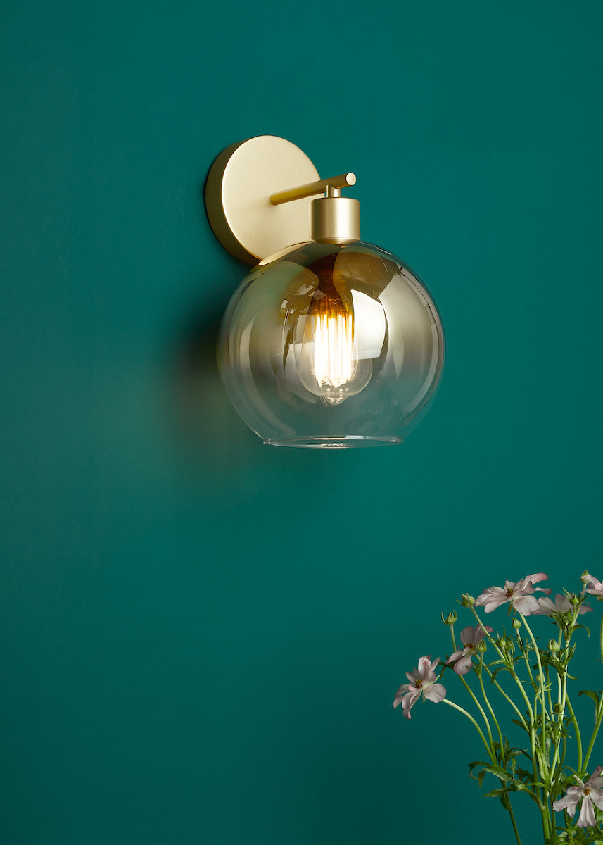 Dar Lycia Wall Light Satin Gold and Gold Ombre Glass – from Amos Lighting + Home